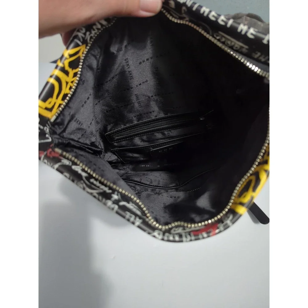 DKNY Tilly Graffiti Fold Over Backpack Purse Top Handle Zip Adjustable